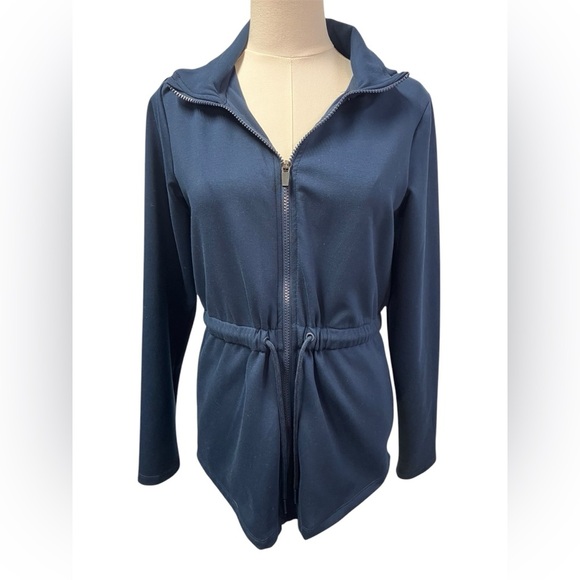 Athletic Works Zip Up‎ Hooded Sweatshirt Pockets Drawsting Collar Navy Womens XS - Picture 1 of 13